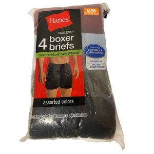 Hanes Boxer Briefs Blue Gray Blue Burgundy S 32-34 Inch ComfortSoft Waistband